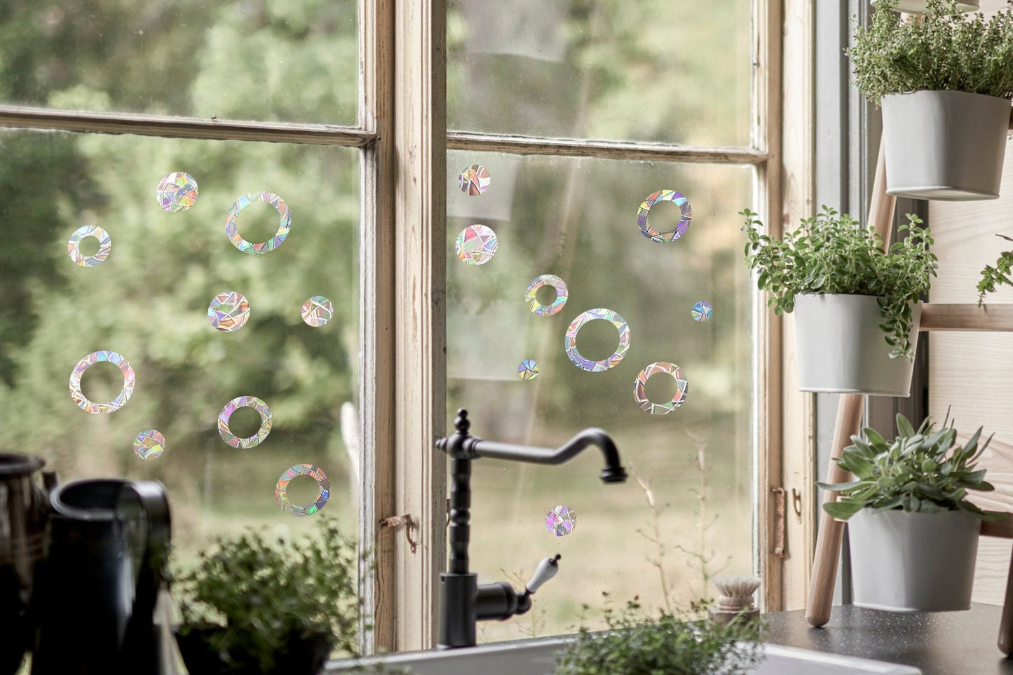 18 rings and circles suncatcher, geometrical window decal, rainbow maker, suncatcher for window, rainbow suncatcher sticker