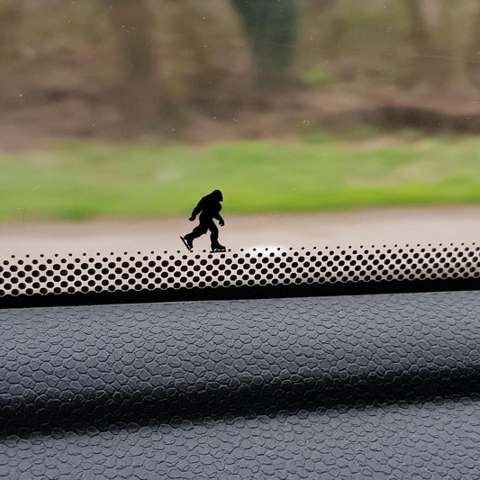 sasquatch bigfoot ice skating easter egg decal, small sticker for car windshield or mirror, removable sticker, windscreen decal, tiny decals