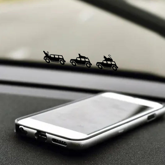 cats riding suv easter egg decal, small sticker for car windshield or mirror, removable sticker, windscreen decal, tiny kitten hidden decals