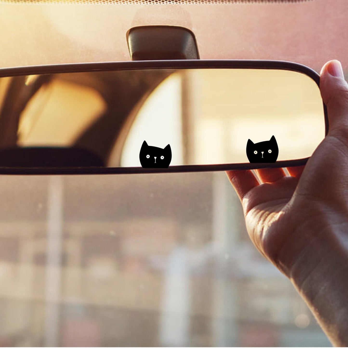2x peeking cat easter egg decal, small sticker for car windshield, removable rear view mirror sticker, windscreen decal, tiny hidden decals