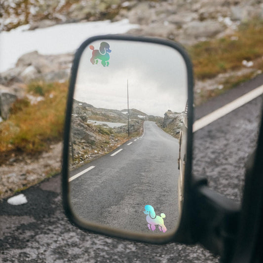 2x poodle rear view mirror sticker decal animal easter egg decal, small decal for car windshield, windscreen sticker, tiny hidden decals