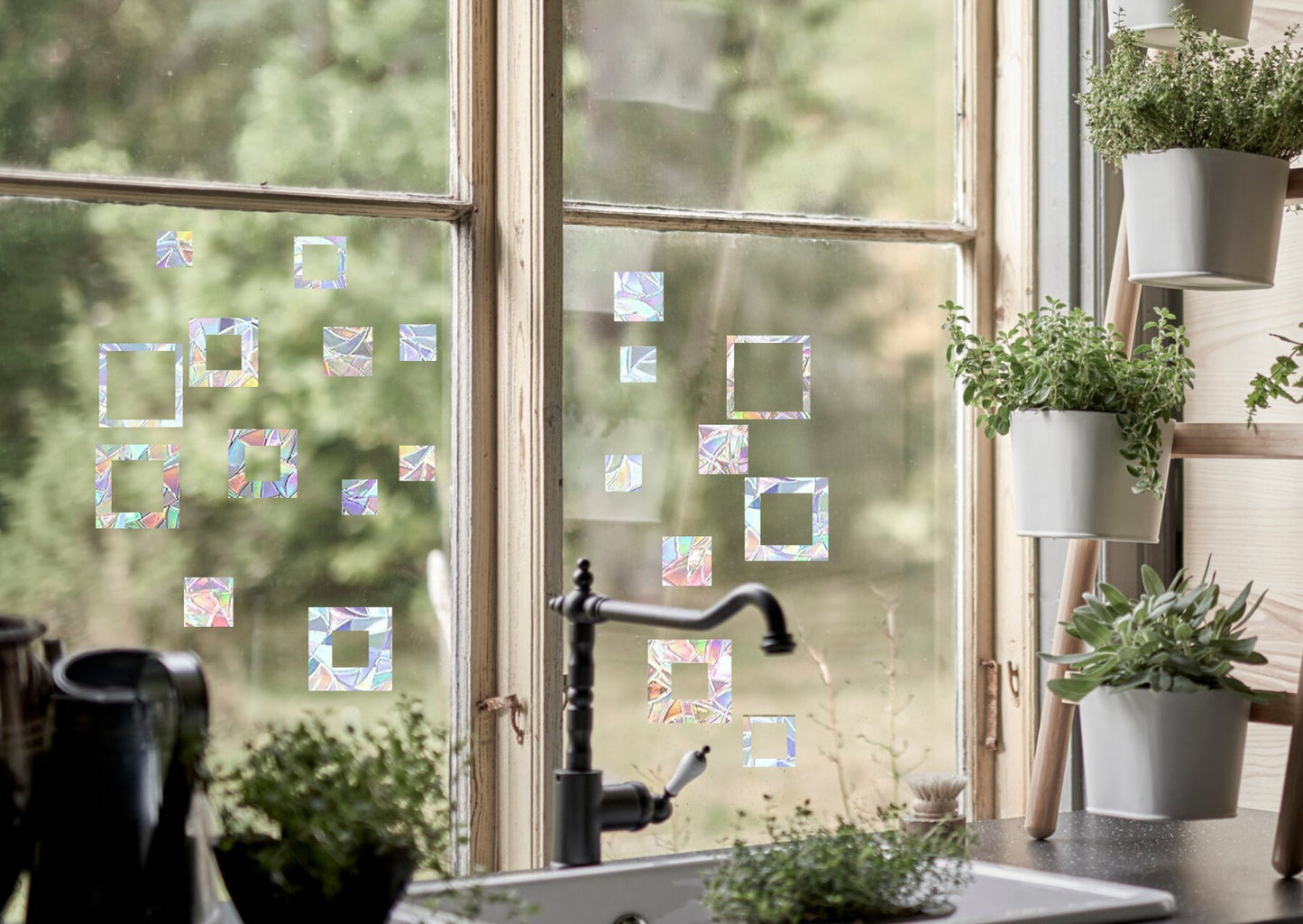 21 squares and frames suncatcher, geometrical window decal, rainbow maker, suncatcher for window, rainbow suncatcher sticker