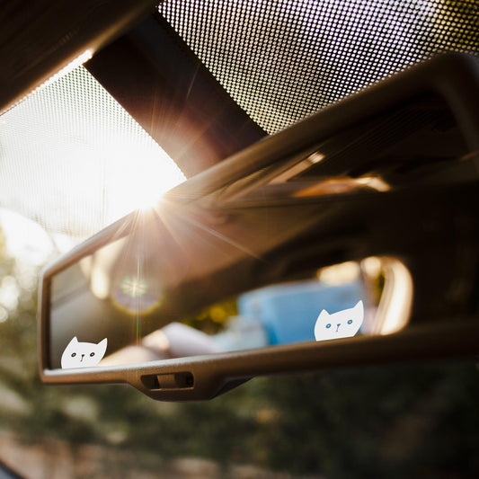 2x peeking cat easter egg decal, small sticker for car windshield, removable rear view mirror sticker, windscreen decal, tiny hidden decals