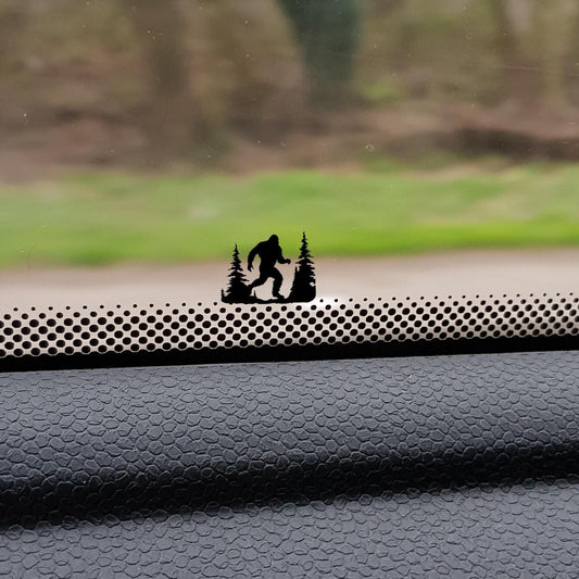 sasquatch bigfoot easter egg decal, small sticker for car windshield or mirror, removable sticker, windscreen decal, tiny pine trees decals