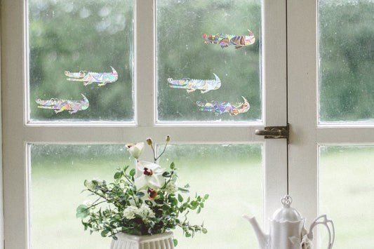 5 crocodiles suncatchers, cute crocodile window decal, rainbow maker, suncatcher for window, rainbow suncatcher sticker, gator window cling