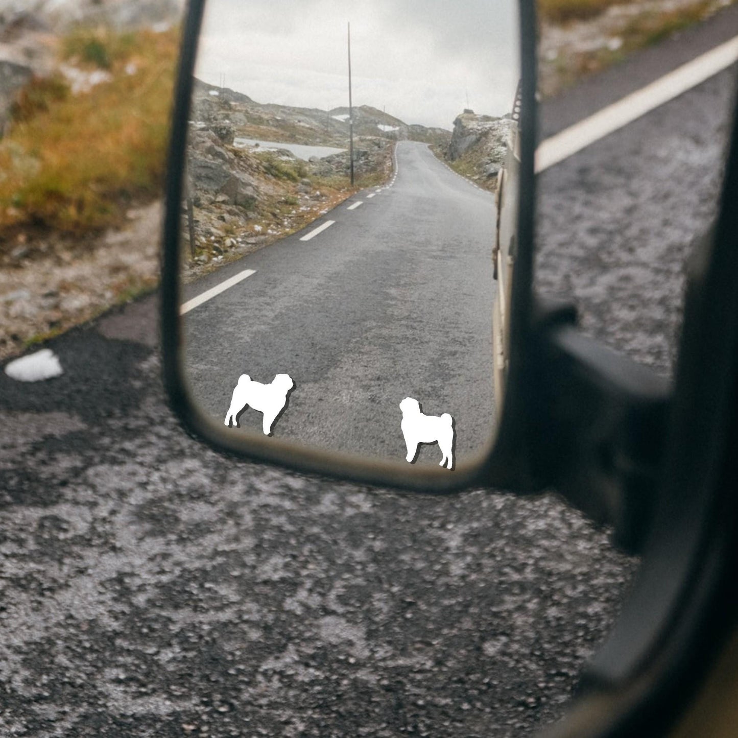 2x pug rear view mirror sticker decal dog easter egg decal, small decal for car windshield, windscreen sticker, tiny hidden decals