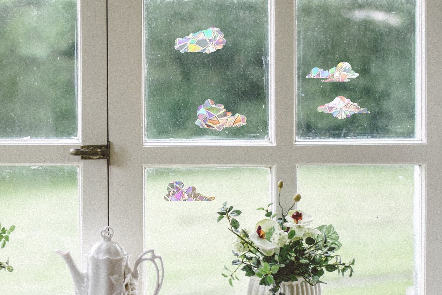 5 clouds suncatcher, cloud window decal, rainbow maker, suncatcher for window, rainbow suncatcher sticker