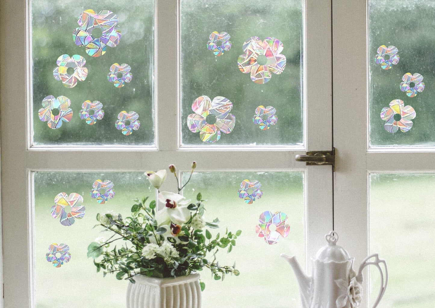 18 simple flower suncatchers, floral window decal, rainbow maker, daisy suncatcher for window, rainbow suncatcher sticker