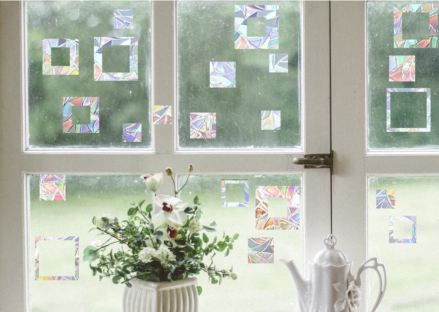 21 squares and frames suncatcher, geometrical window decal, rainbow maker, suncatcher for window, rainbow suncatcher sticker