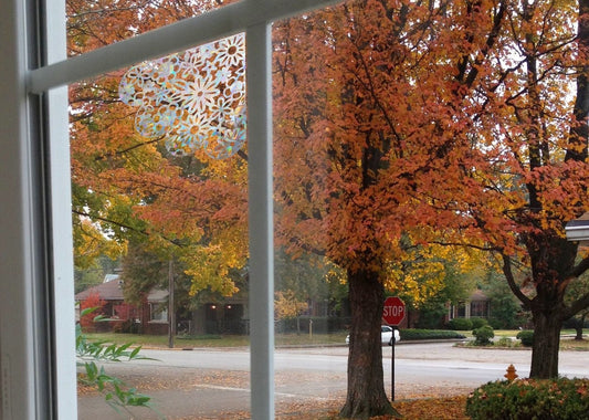 floral lace window corner suncatcher, lace window decal, rainbow maker, suncatcher for window, rainbow suncatcher sticker, window cling