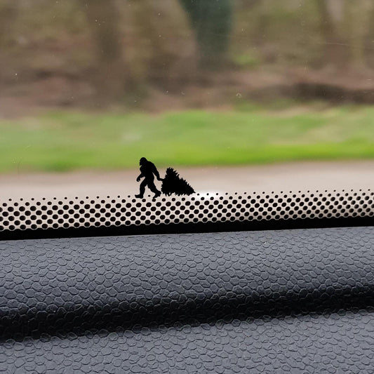 sasquatch bigfoot tree easter egg decal, small sticker for car windshield or mirror, removable sticker, windscreen decal, tiny car decals