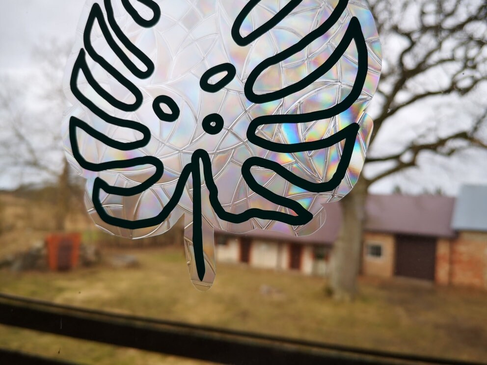monstera window cling, monstera leaf suncatcher, monstera window decal, rainbow maker, suncatcher for window, rainbow suncatcher sticker