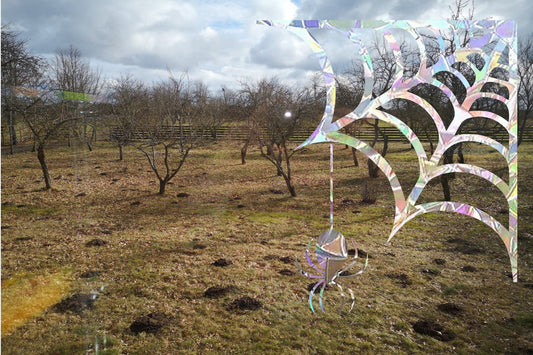 spider with web halloween window corner suncatcher, spider window decal, rainbow maker, suncatcher for window, rainbow sticker window cling