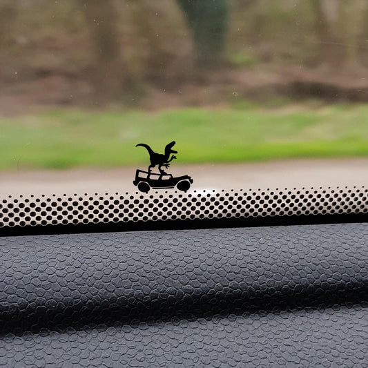 t-rex off road car easter egg decal, small sticker for car windshield or mirror, removable sticker, windscreen decal, tiny hidden decals