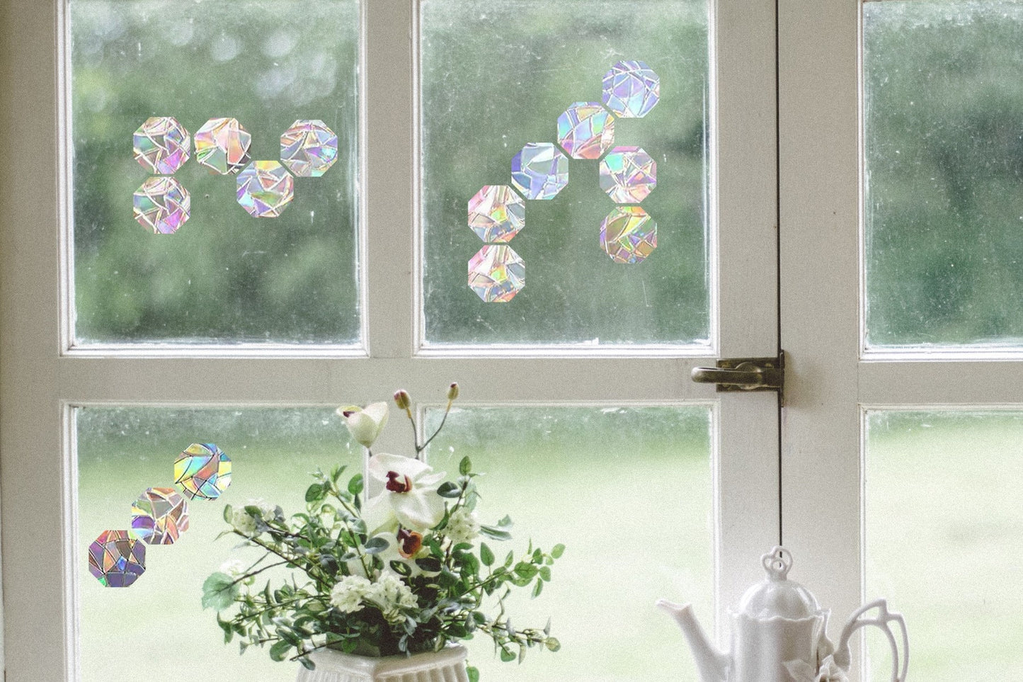 15 octagon shape suncatchers, octagon window decal, rainbow maker, suncatcher for window, geometrical rainbow suncatcher sticker