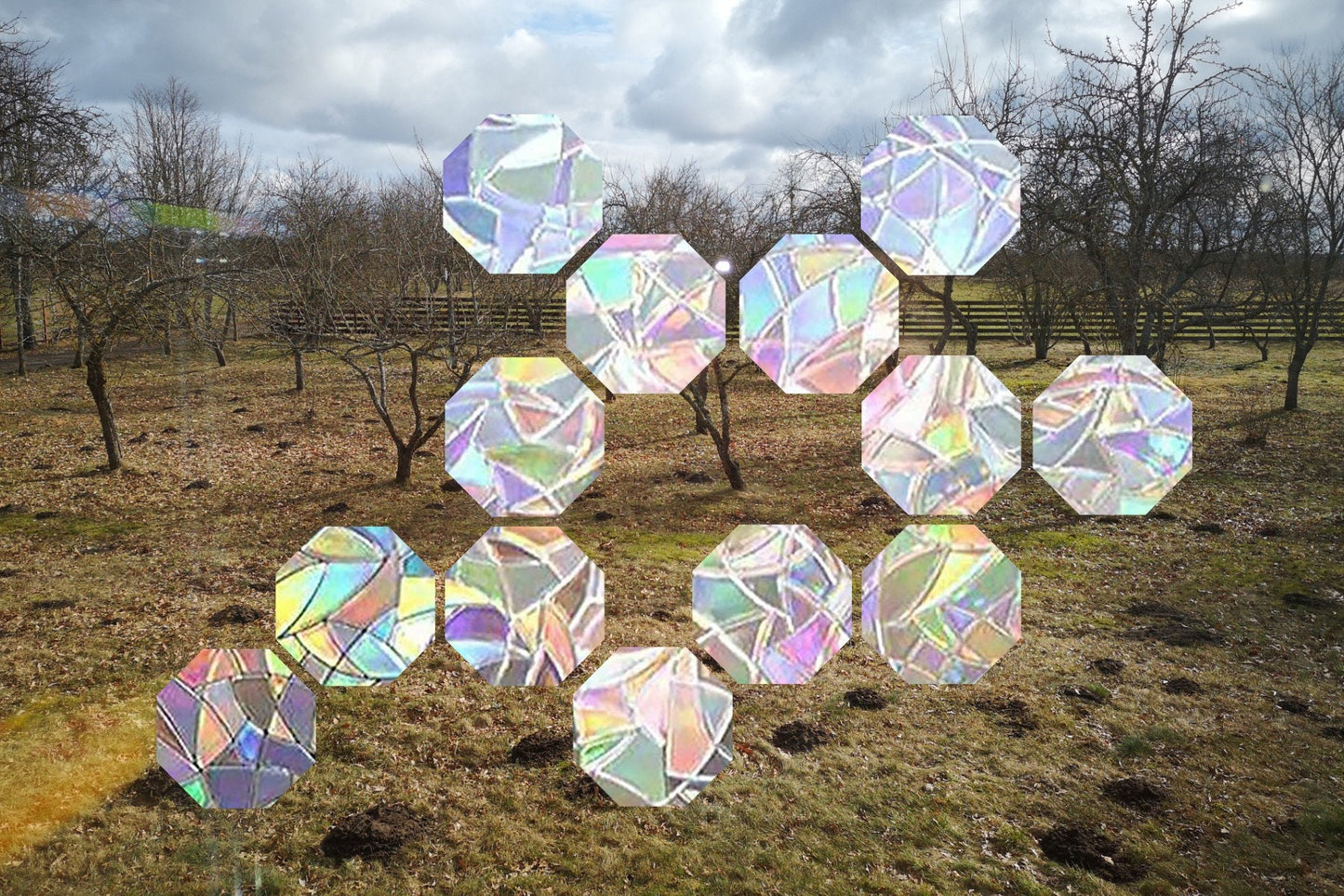 15 octagon shape suncatchers, octagon window decal, rainbow maker, suncatcher for window, geometrical rainbow suncatcher sticker