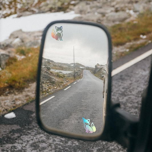 2x fox rear view mirror sticker decal animal easter egg decal, small decal for car windshield, windscreen sticker, tiny hidden decals
