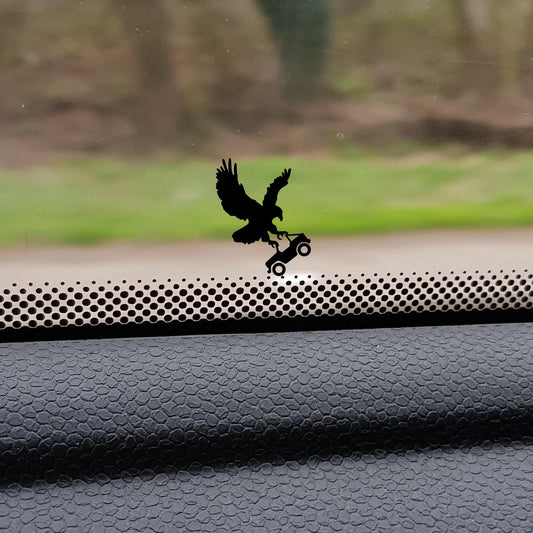eagle holding off road car easter egg decal, small sticker for car windshield or mirror, removable sticker, windscreen decal, tiny decals