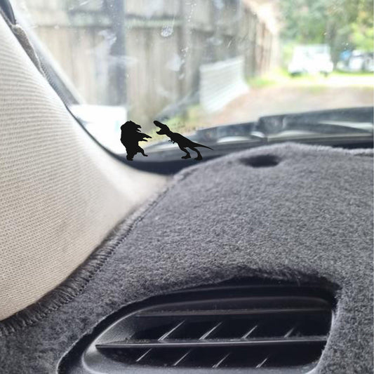 bear and t-rex easter egg decal, small sticker for car windshield or mirror, removable suv sticker, windscreen decal, tiny hidden decals