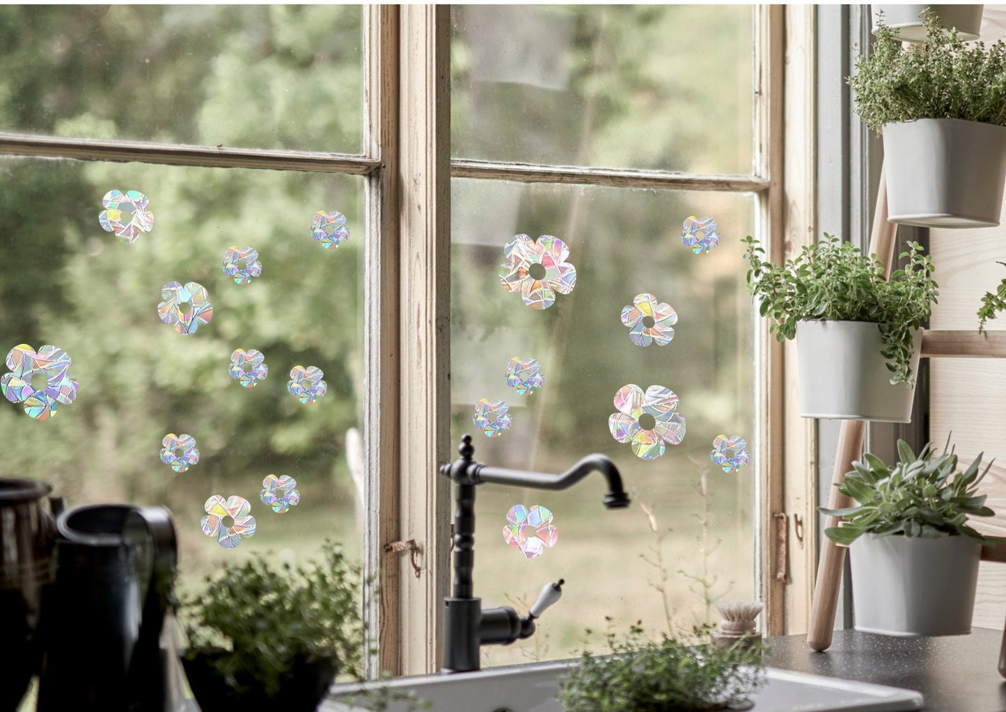 18 simple flower suncatchers, floral window decal, rainbow maker, daisy suncatcher for window, rainbow suncatcher sticker