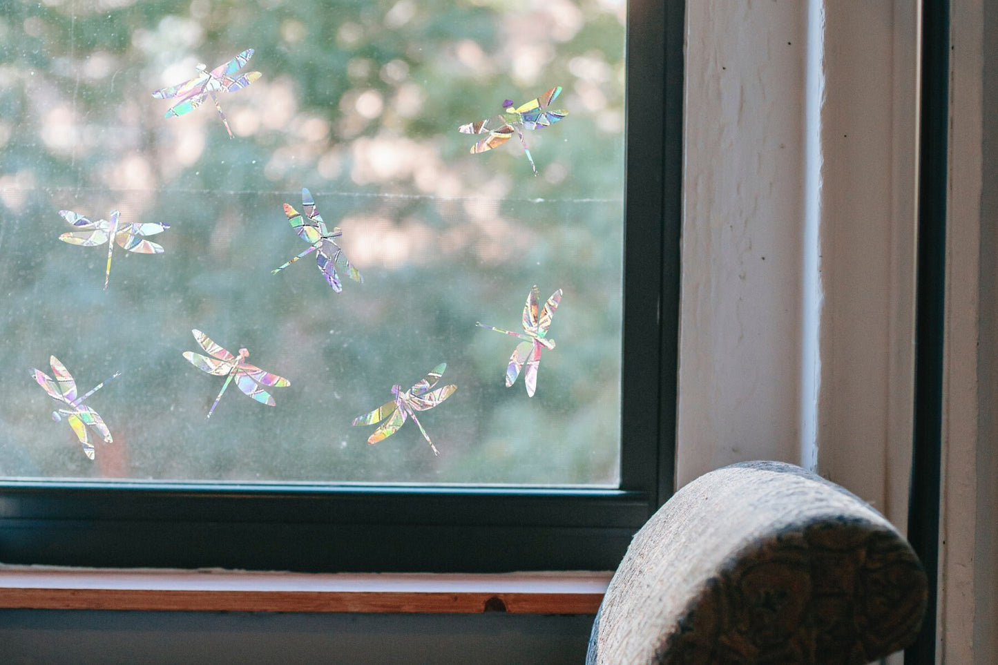 8 dragonfly suncatchers, dragonfly window decal, rainbow maker, suncatcher for window, rainbow suncatcher sticker cling
