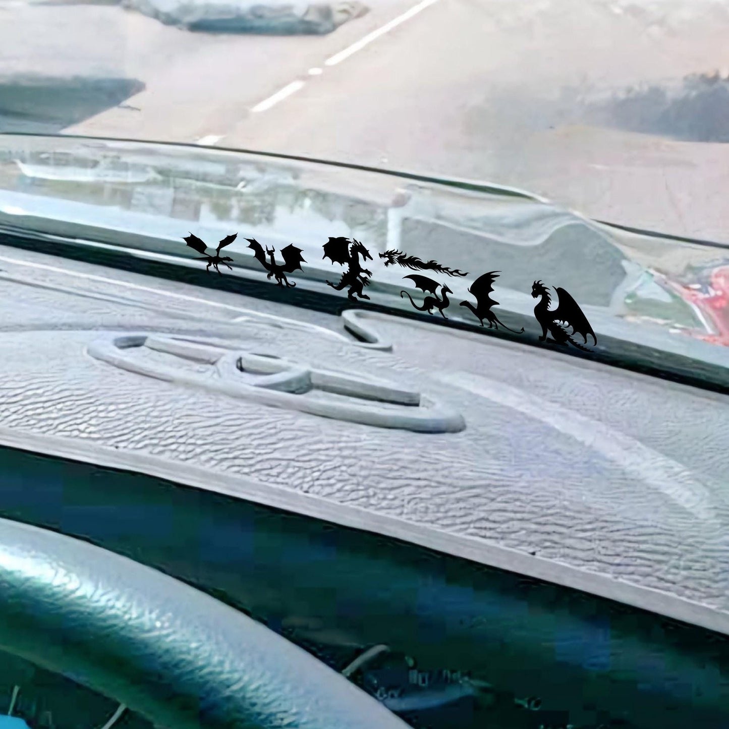7 tiny dragons car windshield sticker, small sticker for car windshield or mirror, removable car sticker, windscreen decal