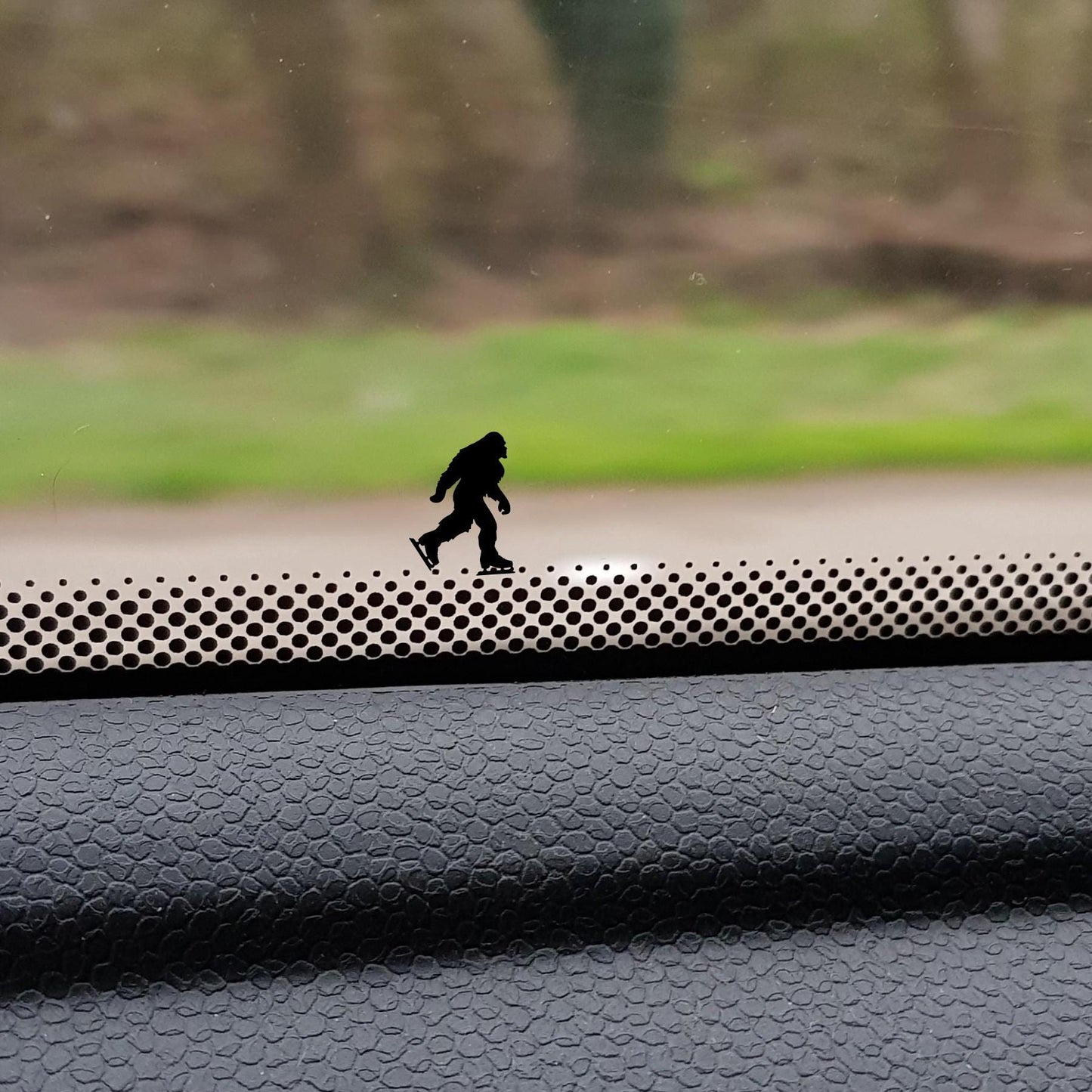 sasquatch bigfoot ice skating easter egg decal, small sticker for car windshield or mirror, removable sticker, windscreen decal, tiny decals