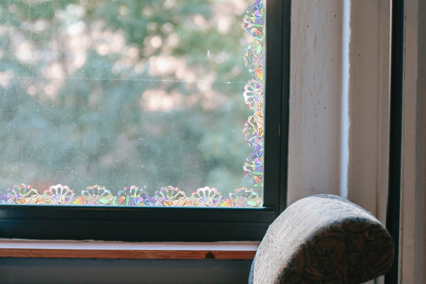 lace border suncatchers, window pane decorative decal, rainbow maker, suncatcher for window, floral rainbow suncatcher sticker