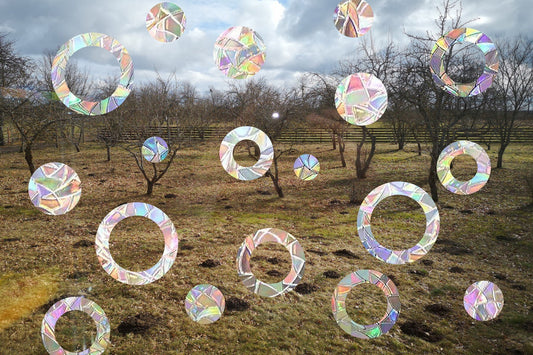 18 rings and circles suncatcher, geometrical window decal, rainbow maker, suncatcher for window, rainbow suncatcher sticker