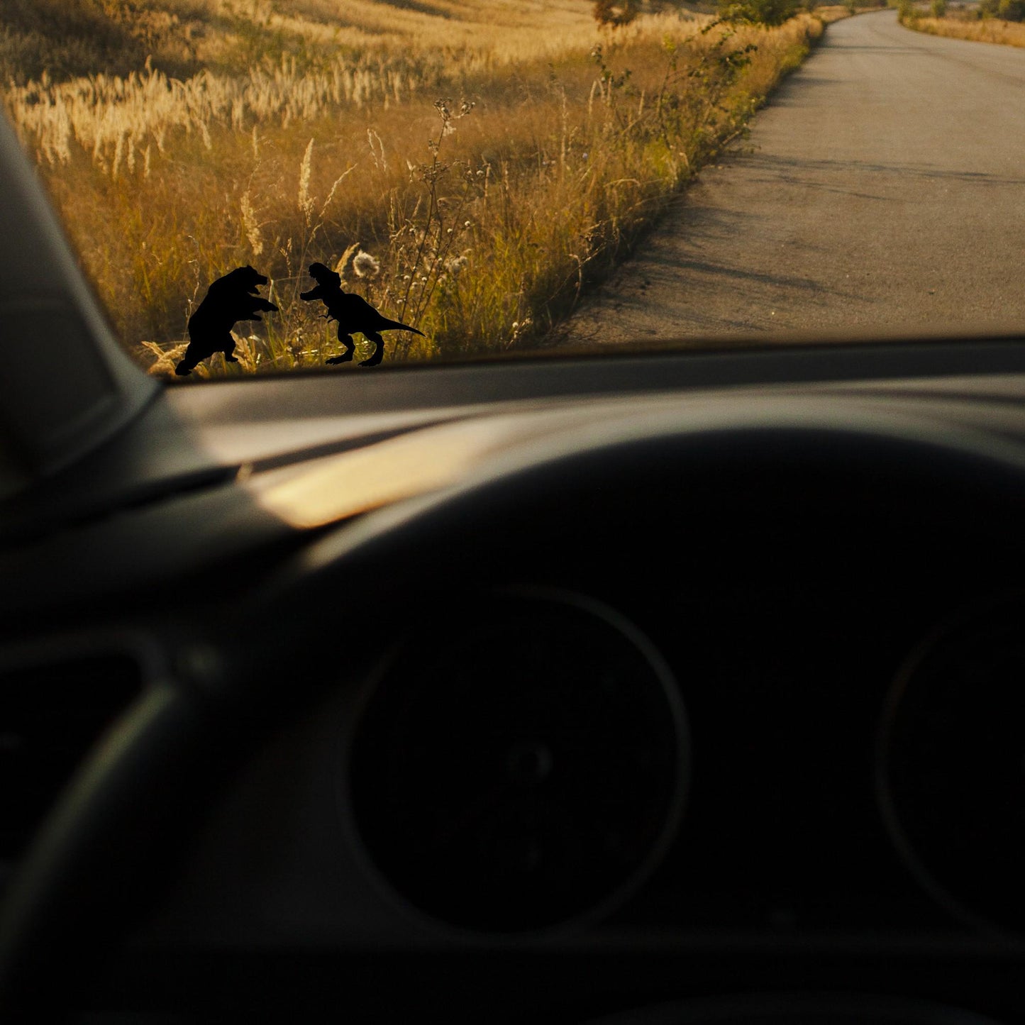 bear and t-rex easter egg decal, small sticker for car windshield or mirror, removable suv sticker, windscreen decal, tiny hidden decals