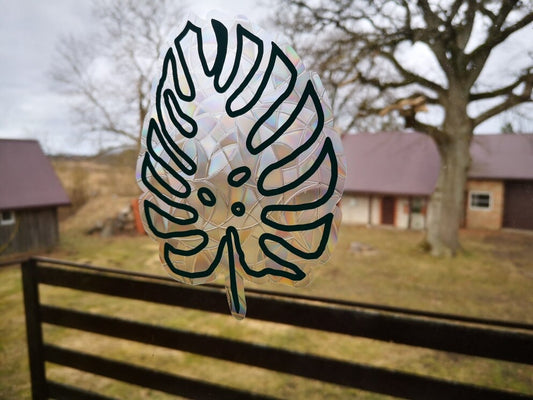 monstera window cling, monstera leaf suncatcher, monstera window decal, rainbow maker, suncatcher for window, rainbow suncatcher sticker