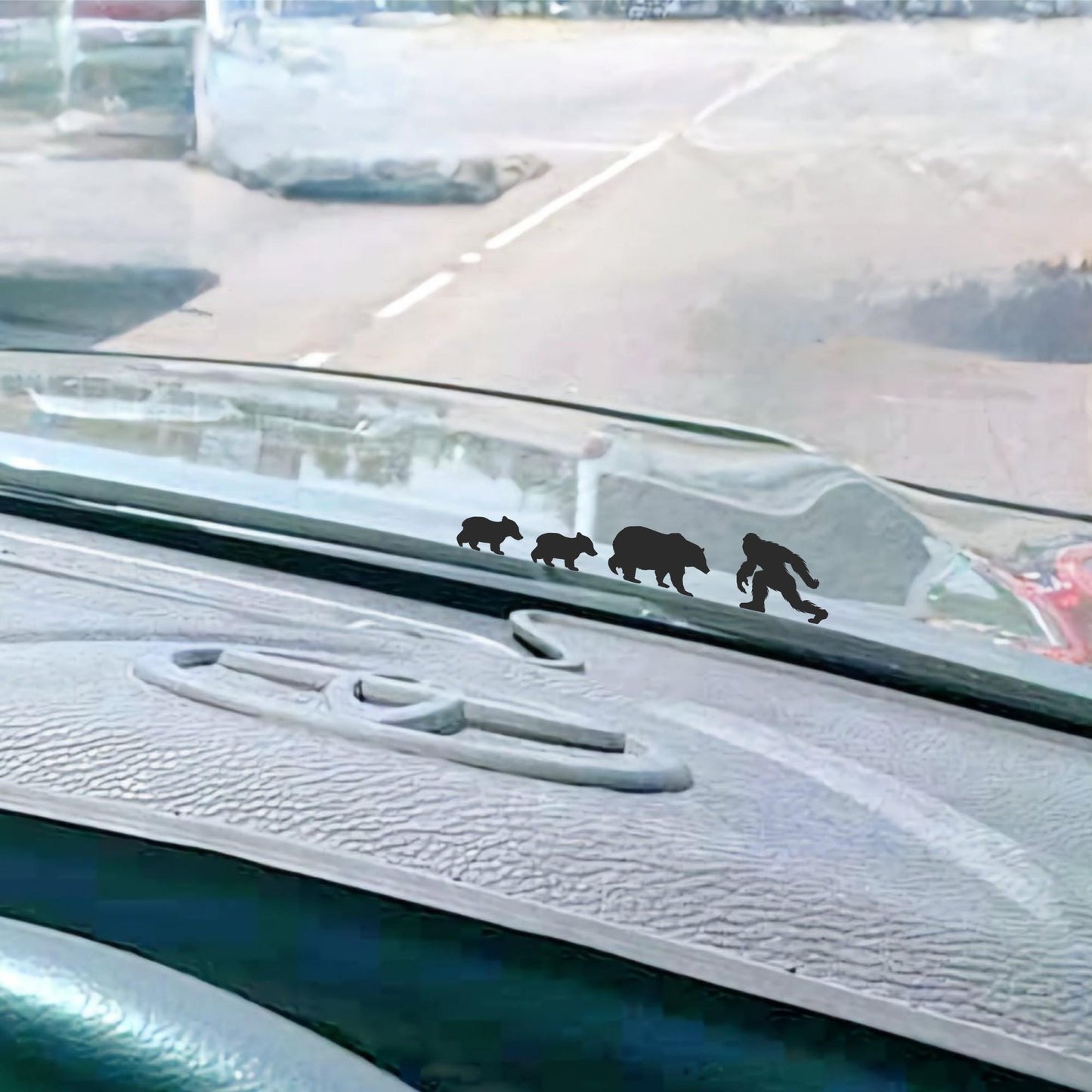 bear family sasquatch easter egg decal, small sticker for car windshield or mirror, removable sticker, windscreen decal, tiny hidden decals