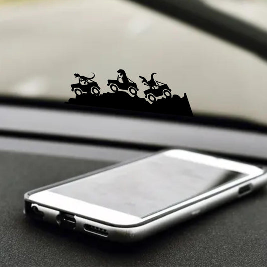 dinosaurs driving suv easter egg decal, small sticker for car windshield or mirror, removable sticker, windscreen decal, tiny hidden decals