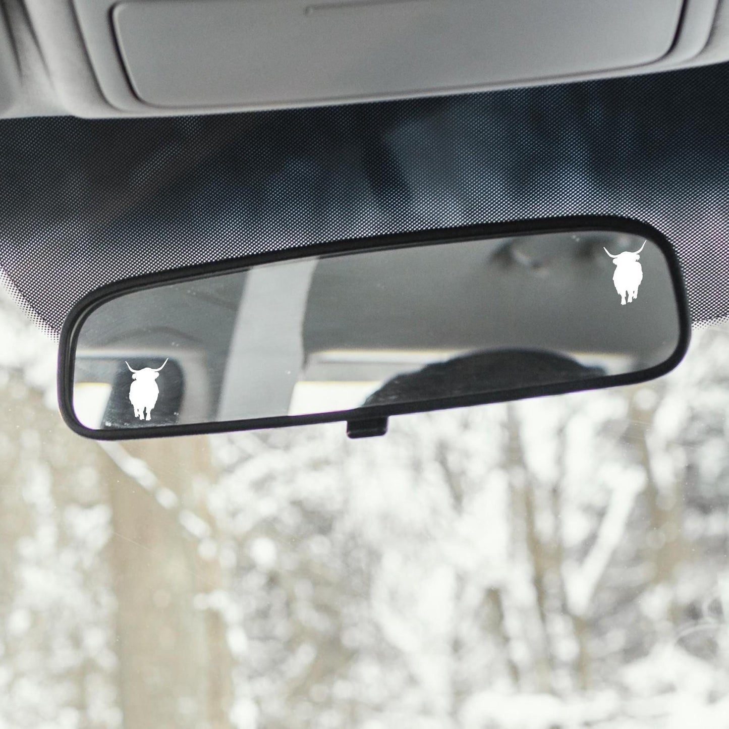 2x highland cow easter egg decal, small sticker for car windshield, removable rear view mirror sticker, windscreen decal, tiny hidden decals
