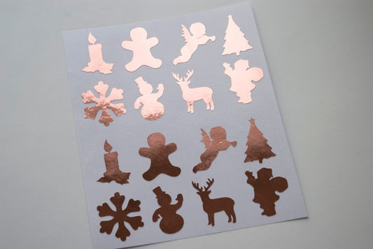 Rose Gold Christmas Sticker Set, Christmas sticker decor, rose gold gift wrap stickers, xmas foil stickers, gift packaging, envelope seals