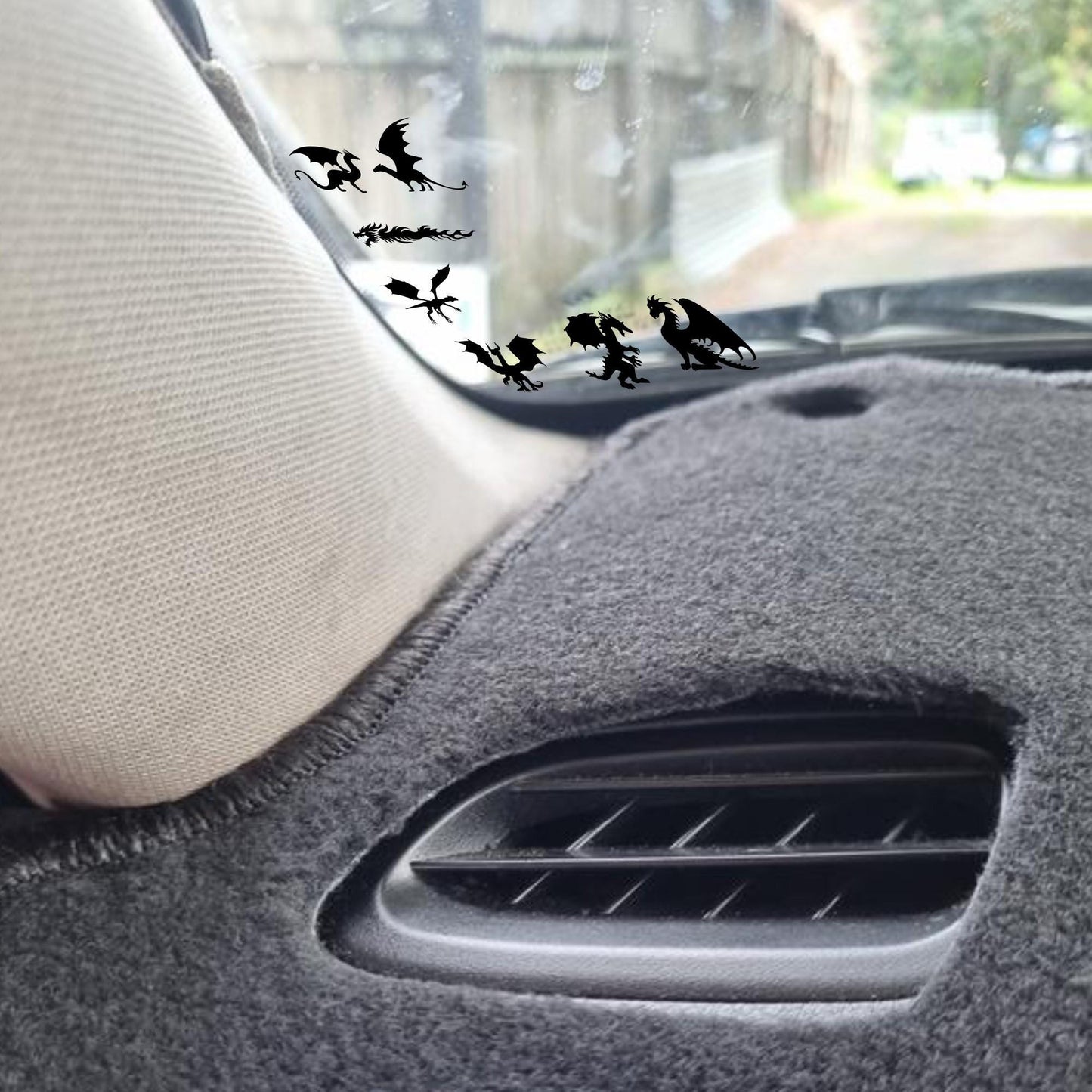 7 tiny dragons car windshield sticker, small sticker for car windshield or mirror, removable car sticker, windscreen decal