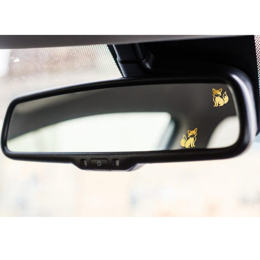 2x fox rear view mirror sticker decal animal easter egg decal, small decal for car windshield, windscreen sticker, tiny hidden decals