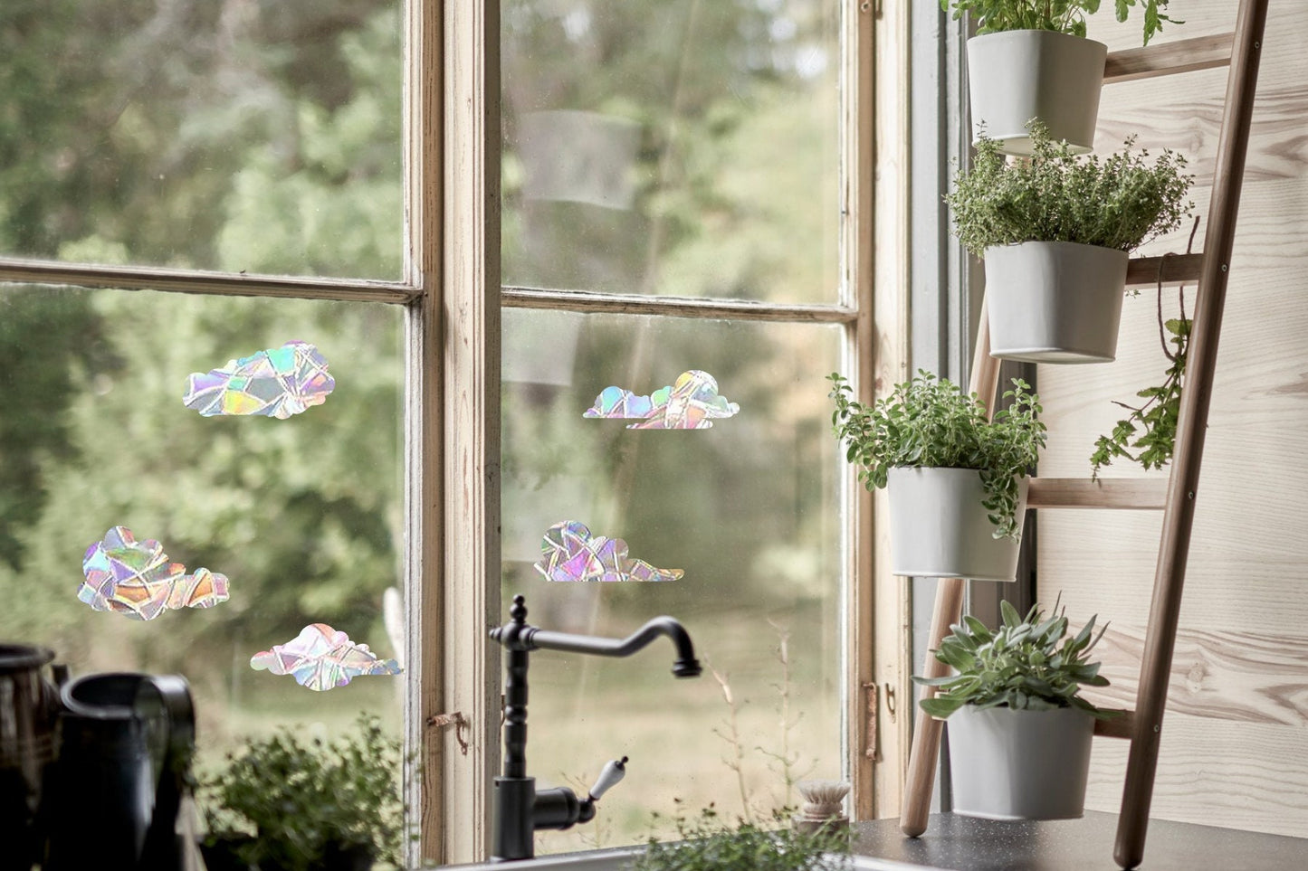 5 clouds suncatcher, cloud window decal, rainbow maker, suncatcher for window, rainbow suncatcher sticker