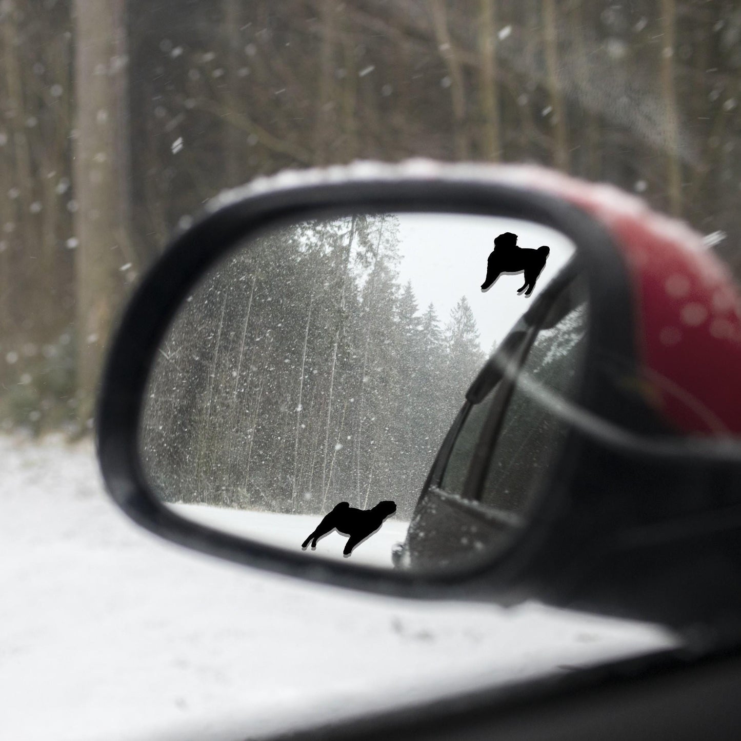 2x pug rear view mirror sticker decal dog easter egg decal, small decal for car windshield, windscreen sticker, tiny hidden decals