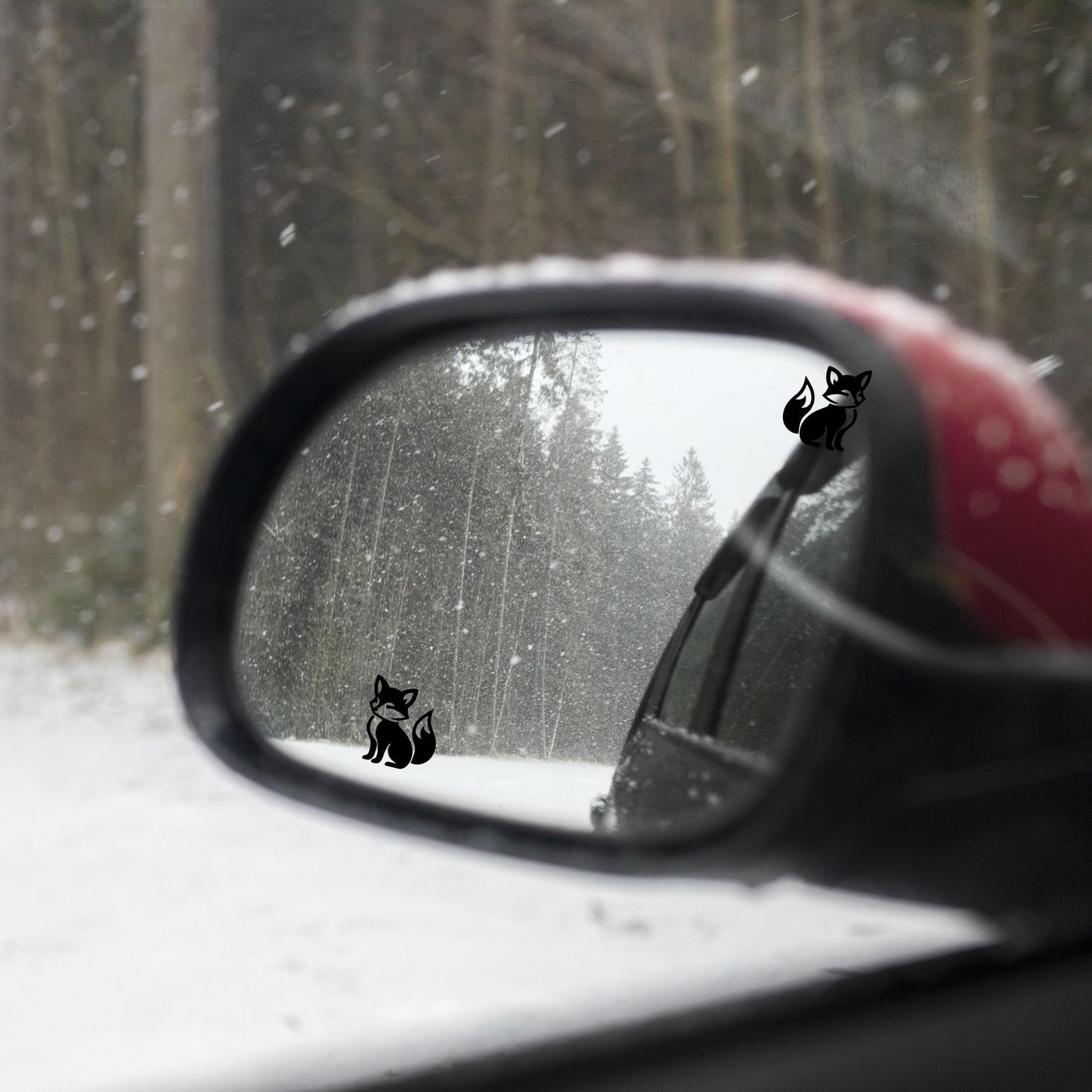 2x fox rear view mirror sticker decal animal easter egg decal, small decal for car windshield, windscreen sticker, tiny hidden decals