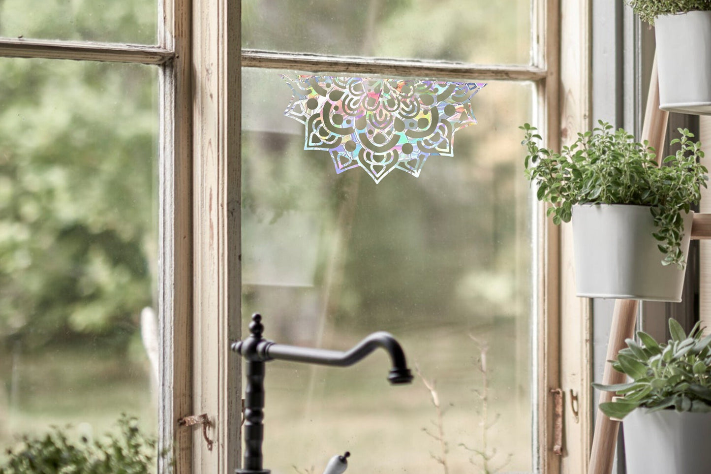 half mandala suncatcher, mandala window decal, rainbow maker, suncatcher for window, rainbow suncatcher sticker, window cling