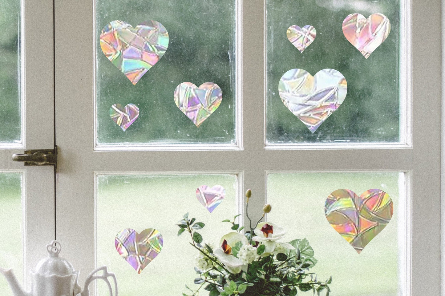 heart shape suncatcher, hearts window decal, rainbow maker, suncatcher for window, rainbow suncatcher sticker