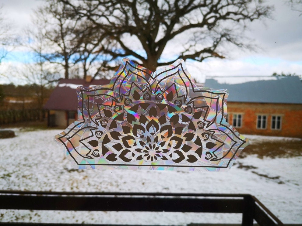 mandala suncatcher, half mandala window decal, rainbow maker, suncatcher for window, rainbow suncatcher sticker, yoga window cling