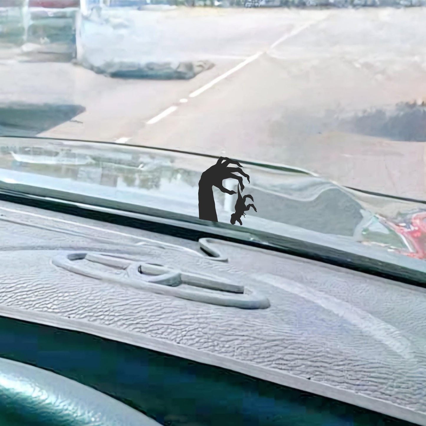 monster holding t-rex easter egg decal, small sticker for car windshield or mirror, removable sticker, windscreen decal, tiny hidden decals