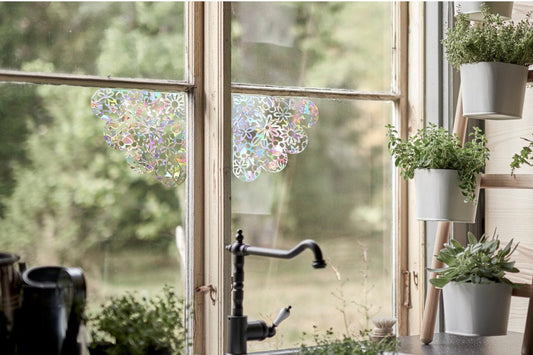floral lace window corner suncatcher, lace window decal, rainbow maker, suncatcher for window, rainbow suncatcher sticker,  window cling