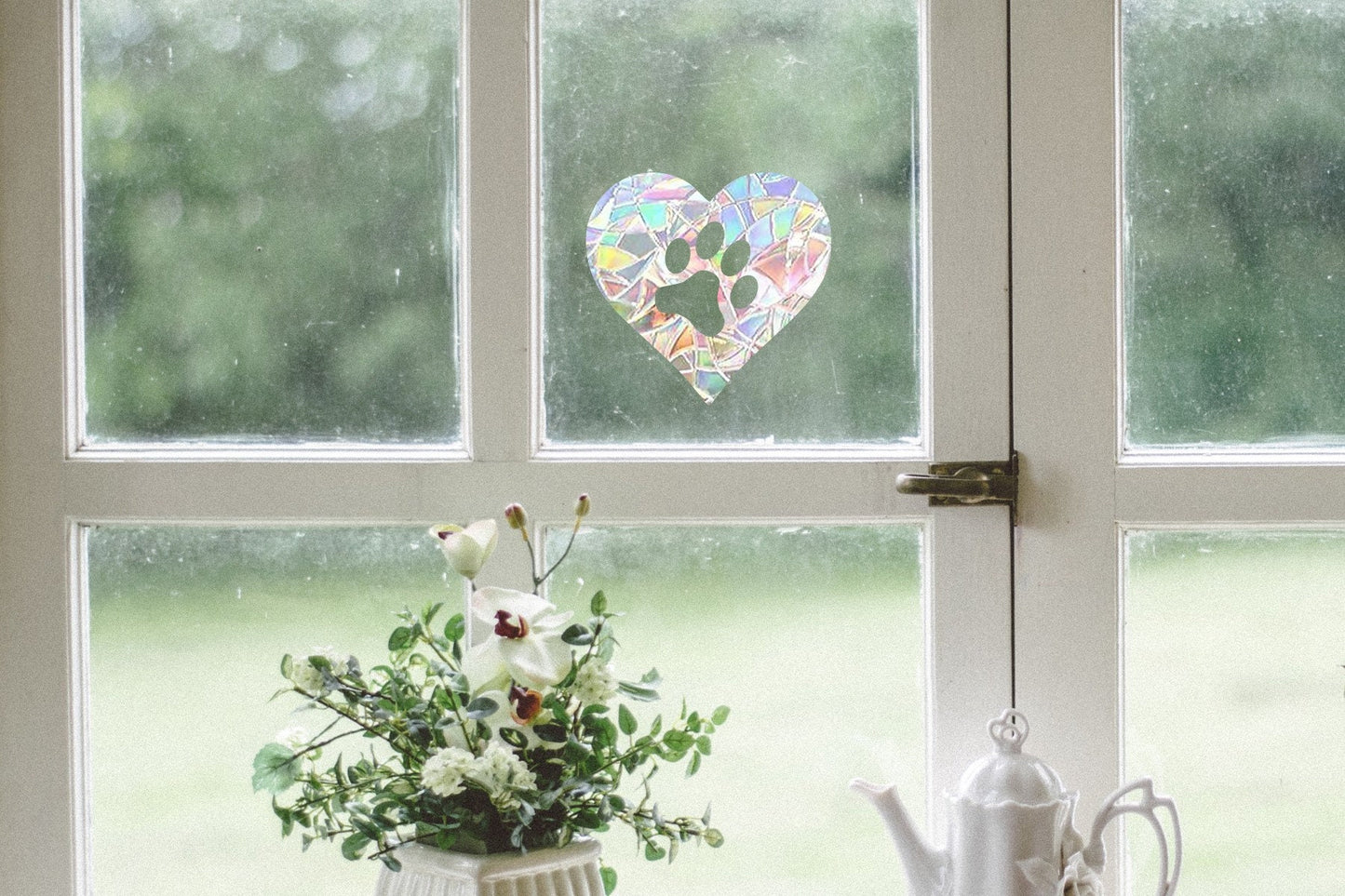 dog cat paw suncatcher, dog paw window decal, rainbow maker, suncatcher for window, rainbow suncatcher sticker