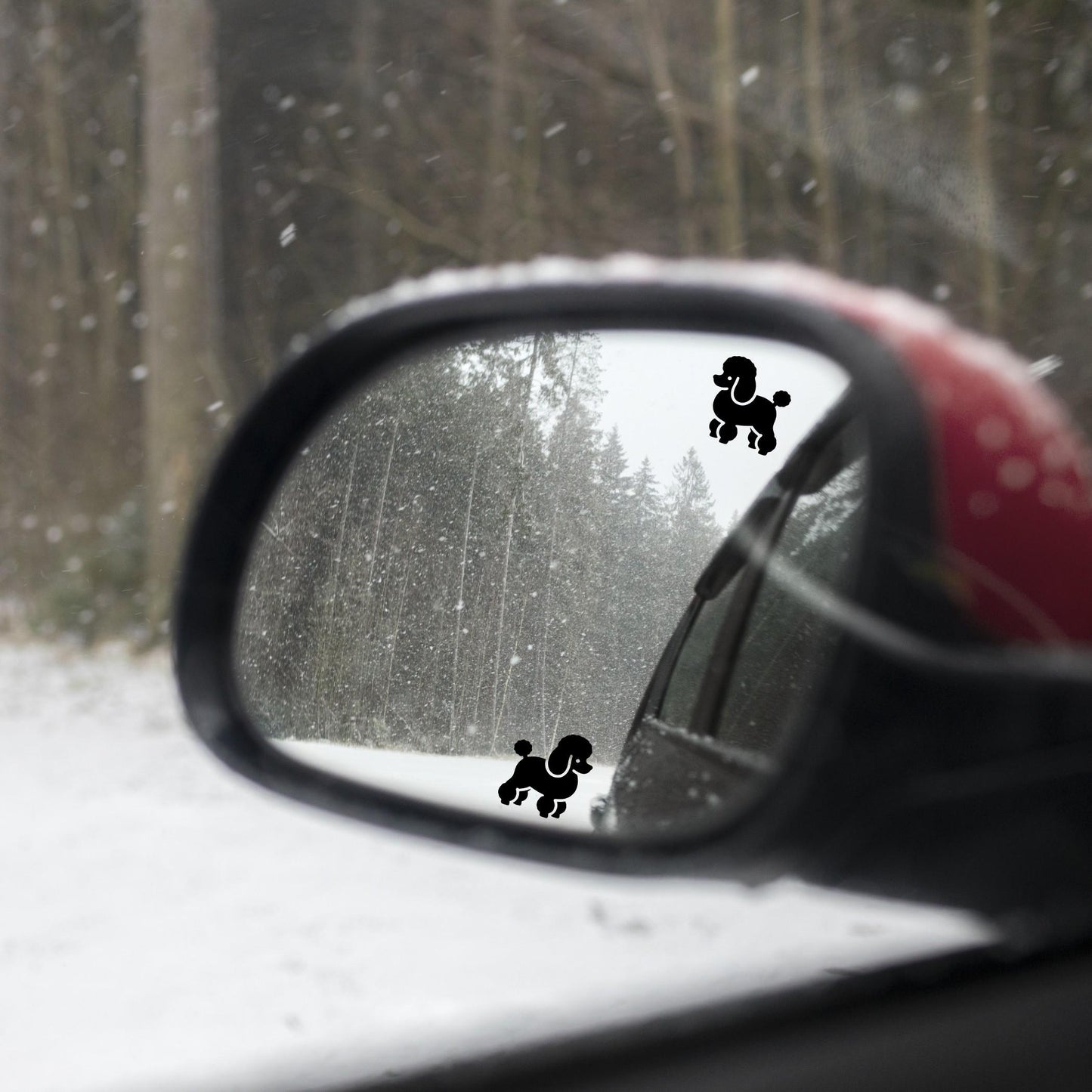 2x poodle rear view mirror sticker decal animal easter egg decal, small decal for car windshield, windscreen sticker, tiny hidden decals