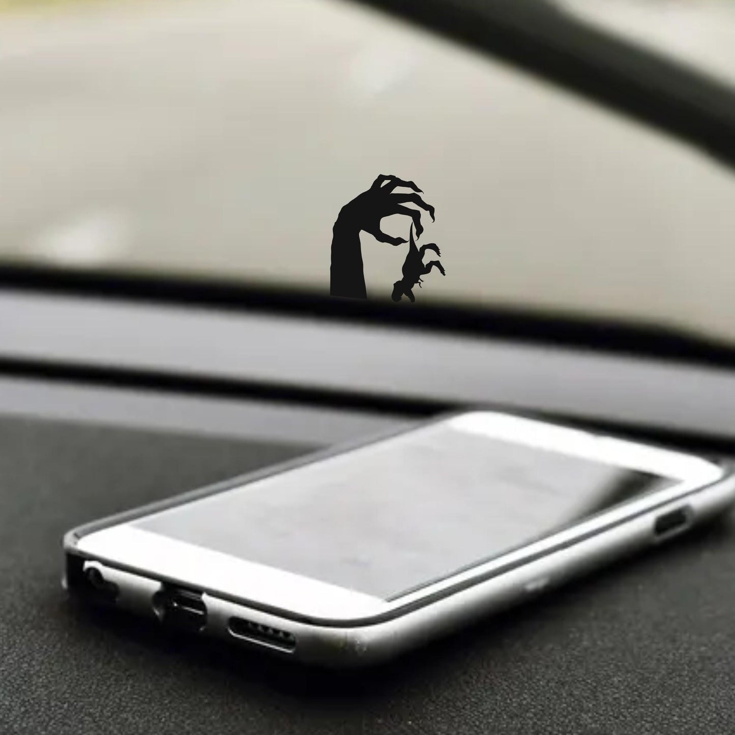 monster holding t-rex easter egg decal, small sticker for car windshield or mirror, removable sticker, windscreen decal, tiny hidden decals