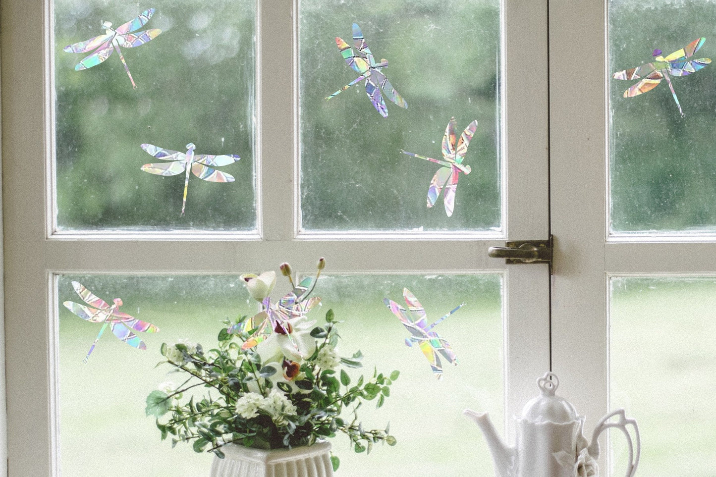 8 dragonfly suncatchers, dragonfly window decal, rainbow maker, suncatcher for window, rainbow suncatcher sticker cling