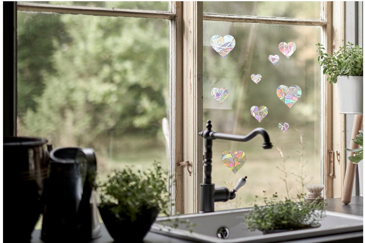 heart shape suncatcher, hearts window decal, rainbow maker, suncatcher for window, rainbow suncatcher sticker